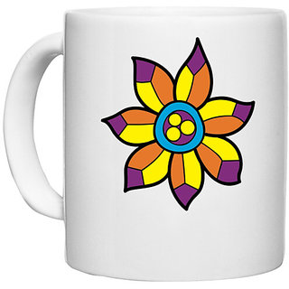                       UDNAG White Ceramic Coffee / Tea Mug 'Flower | Flower' Perfect for Gifting [330ml]                                              