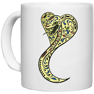                       UDNAG White Ceramic Coffee / Tea Mug 'Illustration | Cobra Illustration' Perfect for Gifting [330ml]                                              