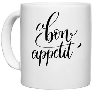                       UDNAG White Ceramic Coffee / Tea Mug 'for appetite' Perfect for Gifting [330ml]                                              