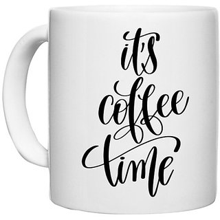                       UDNAG White Ceramic Coffee / Tea Mug 'Its coffee time' Perfect for Gifting [330ml]                                              