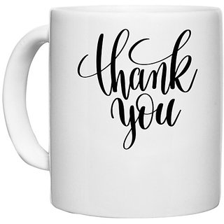                       UDNAG White Ceramic Coffee / Tea Mug 'Thank you' Perfect for Gifting [330ml]                                              