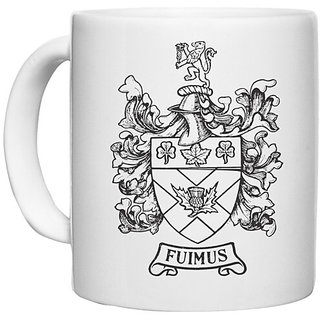                       UDNAG White Ceramic Coffee / Tea Mug 'Logo | FUIMUS' Perfect for Gifting [330ml]                                              