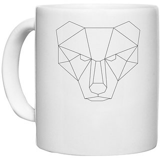                       UDNAG White Ceramic Coffee / Tea Mug 'Geometry | Bear Head Geometry' Perfect for Gifting [330ml]                                              