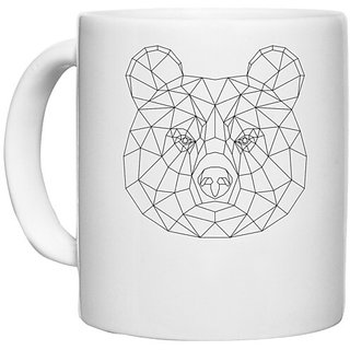                       UDNAG White Ceramic Coffee / Tea Mug 'Geometry | Brown Bear Geometry' Perfect for Gifting [330ml]                                              