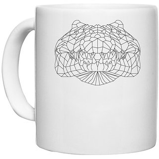                       UDNAG White Ceramic Coffee / Tea Mug 'Geometry | Crocodile Head Geometry' Perfect for Gifting [330ml]                                              