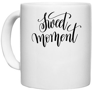                       UDNAG White Ceramic Coffee / Tea Mug 'Sweet moment' Perfect for Gifting [330ml]                                              