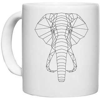                       UDNAG White Ceramic Coffee / Tea Mug 'Geometry | ELephant Head Geometry' Perfect for Gifting [330ml]                                              