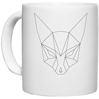                       UDNAG White Ceramic Coffee / Tea Mug 'Geometry | Fox Head Geometry' Perfect for Gifting [330ml]                                              