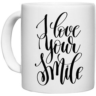                       UDNAG White Ceramic Coffee / Tea Mug 'I love your smile' Perfect for Gifting [330ml]                                              