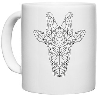                       UDNAG White Ceramic Coffee / Tea Mug 'Geometry | Giraffe Head Geometry' Perfect for Gifting [330ml]                                              