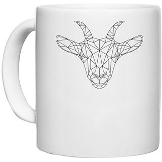                       UDNAG White Ceramic Coffee / Tea Mug 'Geometry | Goat Head Geometry' Perfect for Gifting [330ml]                                              
