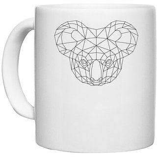                       UDNAG White Ceramic Coffee / Tea Mug 'Geometry | Koala Head geometry' Perfect for Gifting [330ml]                                              
