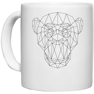                       UDNAG White Ceramic Coffee / Tea Mug 'Geometry | Monkey Head Geometry' Perfect for Gifting [330ml]                                              