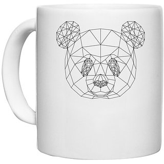                       UDNAG White Ceramic Coffee / Tea Mug 'Geometry | Panda Head Geometry' Perfect for Gifting [330ml]                                              