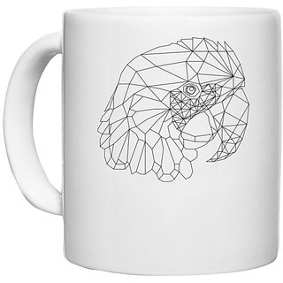                       UDNAG White Ceramic Coffee / Tea Mug 'Geometry | Parrot Head Geometry' Perfect for Gifting [330ml]                                              