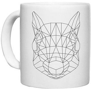                       UDNAG White Ceramic Coffee / Tea Mug 'Geometry | Squirrel Head geometry' Perfect for Gifting [330ml]                                              
