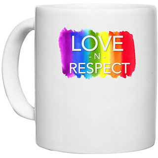                       UDNAG White Ceramic Coffee / Tea Mug 'LGBTQ | Love and Respect' Perfect for Gifting [330ml]                                              