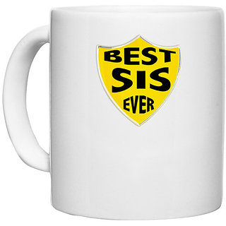                       UDNAG White Ceramic Coffee / Tea Mug 'Rakshabandhan | Best Sis Ever' Perfect for Gifting [330ml]                                              