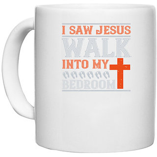                       UDNAG White Ceramic Coffee / Tea Mug 'Walking | I walk into my bedroom' Perfect for Gifting [330ml]                                              