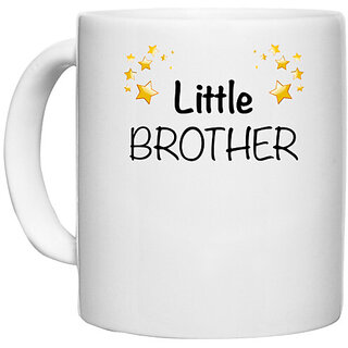 UDNAG White Ceramic Coffee / Tea Mug 'Rakshabandhan | Little Brother' Perfect for Gifting [330ml]
