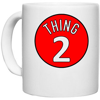                       UDNAG White Ceramic Coffee / Tea Mug 'Thing | Thing 2' Perfect for Gifting [330ml]                                              