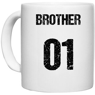                       UDNAG White Ceramic Coffee / Tea Mug 'Rakshabandhan | Brother Number 01' Perfect for Gifting [330ml]                                              