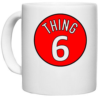                       UDNAG White Ceramic Coffee / Tea Mug 'Thing | Thing 6' Perfect for Gifting [330ml]                                              