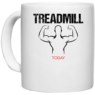                       UDNAG White Ceramic Coffee / Tea Mug 'Gym | Treadmill' Perfect for Gifting [330ml]                                              