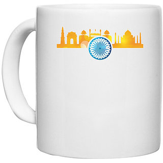                       UDNAG White Ceramic Coffee / Tea Mug 'Independence Day | INDIA beauty' Perfect for Gifting [330ml]                                              