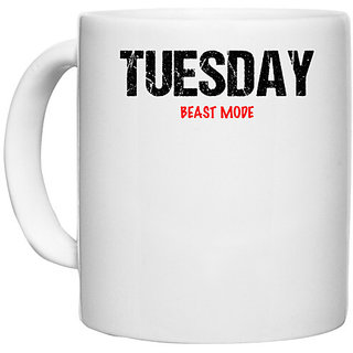                       UDNAG White Ceramic Coffee / Tea Mug 'Beast Mode | Tuesday Beast mode' Perfect for Gifting [330ml]                                              
