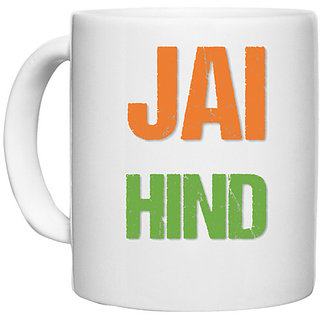                       UDNAG White Ceramic Coffee / Tea Mug 'Independence Day | Jay Hind' Perfect for Gifting [330ml]                                              