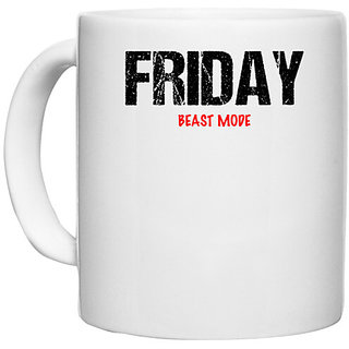                       UDNAG White Ceramic Coffee / Tea Mug 'Beast Mode | Friday Beast mode' Perfect for Gifting [330ml]                                              