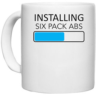                       UDNAG White Ceramic Coffee / Tea Mug 'Gym | Installing Six pack abs' Perfect for Gifting [330ml]                                              