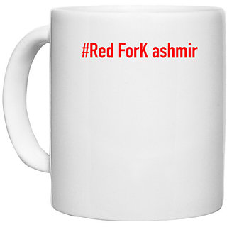                       UDNAG White Ceramic Coffee / Tea Mug 'Jammu & kashmir | #Red ForK ashmir' Perfect for Gifting [330ml]                                              