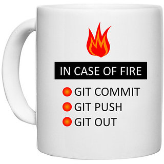                       UDNAG White Ceramic Coffee / Tea Mug 'Coder | In case of fire git commit git push git out' Perfect for Gifting [330ml]                                              