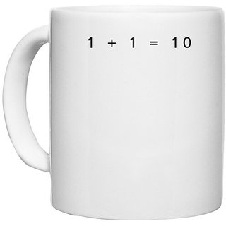                       UDNAG White Ceramic Coffee / Tea Mug 'Coder | 1 + 1 = 10' Perfect for Gifting [330ml]                                              