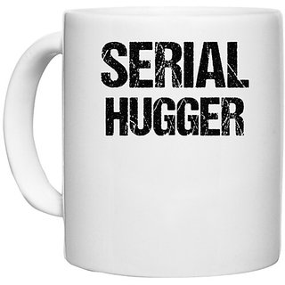                       UDNAG White Ceramic Coffee / Tea Mug 'Hug | Serial Hugger' Perfect for Gifting [330ml]                                              