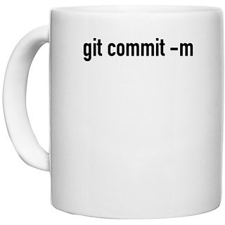                       UDNAG White Ceramic Coffee / Tea Mug 'Coder | git commit -m' Perfect for Gifting [330ml]                                              
