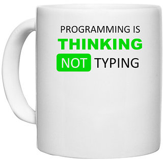                       UDNAG White Ceramic Coffee / Tea Mug 'Coder | Programming thinking not typing' Perfect for Gifting [330ml]                                              