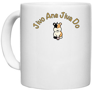                       UDNAG White Ceramic Coffee / Tea Mug 'Gujju | jivo Ane Jivo Do' Perfect for Gifting [330ml]                                              