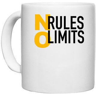                       UDNAG White Ceramic Coffee / Tea Mug 'Rules limits | No rules no limits' Perfect for Gifting [330ml]                                              
