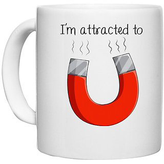                       UDNAG White Ceramic Coffee / Tea Mug 'Couple | I'm attracted to you' Perfect for Gifting [330ml]                                              