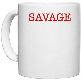                       UDNAG White Ceramic Coffee / Tea Mug 'Savage' Perfect for Gifting [330ml]                                              