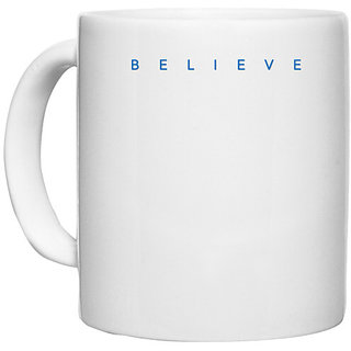                       UDNAG White Ceramic Coffee / Tea Mug 'Believe' Perfect for Gifting [330ml]                                              