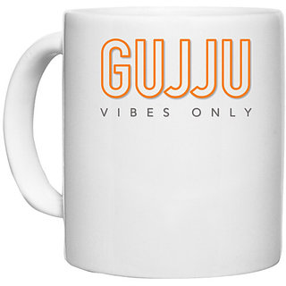                       UDNAG White Ceramic Coffee / Tea Mug 'Gujju | Gujju vibes only' Perfect for Gifting [330ml]                                              