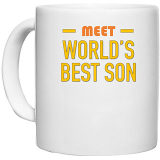                      UDNAG White Ceramic Coffee / Tea Mug 'Dad Son | Meet worlds best Son' Perfect for Gifting [330ml]                                              
