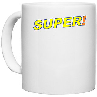                       UDNAG White Ceramic Coffee / Tea Mug 'Super' Perfect for Gifting [330ml]                                              