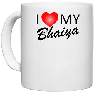                       UDNAG White Ceramic Coffee / Tea Mug 'Brother Sister | I love my Bhaiya' Perfect for Gifting [330ml]                                              