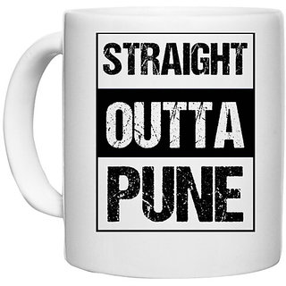                       UDNAG White Ceramic Coffee / Tea Mug 'Pune | Straight outta Pune' Perfect for Gifting [330ml]                                              