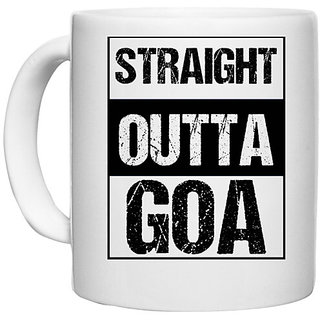                       UDNAG White Ceramic Coffee / Tea Mug 'Goa | Straight outta Goa' Perfect for Gifting [330ml]                                              